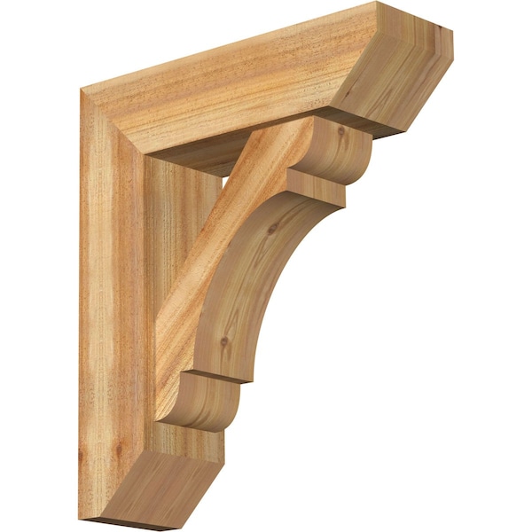 Ekena Millwork Olympic Slat Rough Sawn Bracket w/ Offset Brace, Western Red Cedar, 8"W x 26"D x 30"H BKT0806X26X30OLY06RWR - main